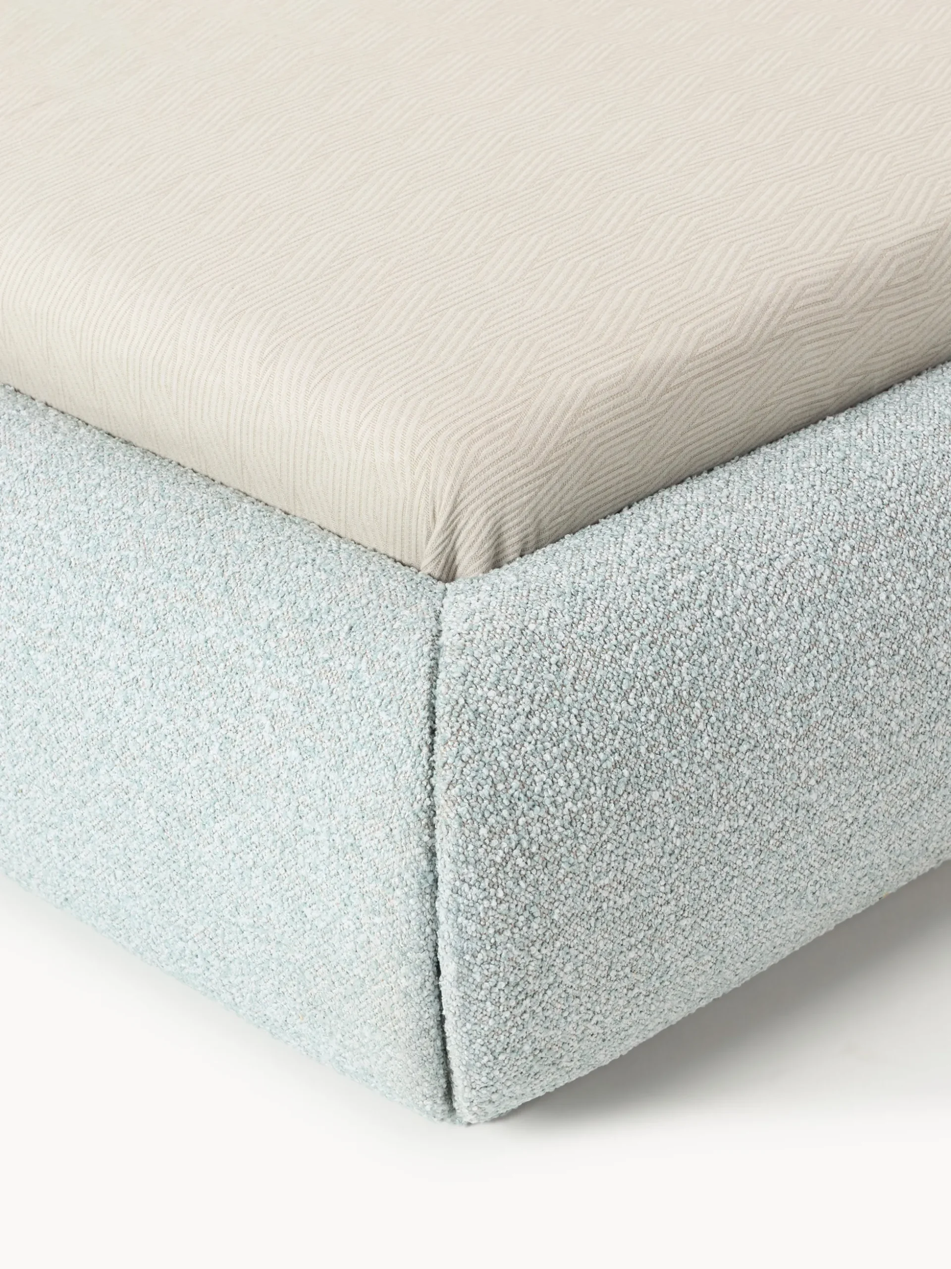 Letto singolo imbottito in bouclé con contenitore Alba