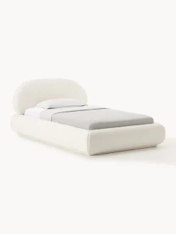 Letto singolo imbottito in teddy con contenitore Alba