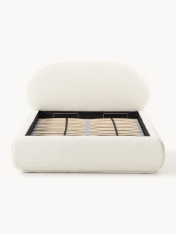 Letto singolo imbottito in teddy con contenitore Alba