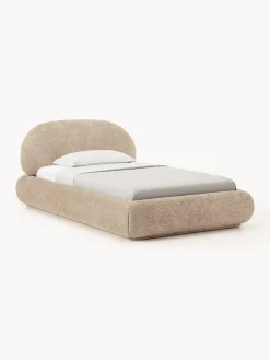 Letto singolo imbottito in teddy bouclé Alba