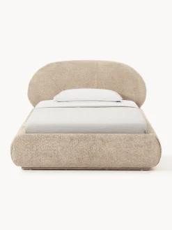 Letto singolo imbottito in teddy bouclé Alba