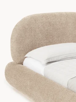 Letto singolo imbottito in teddy bouclé Alba