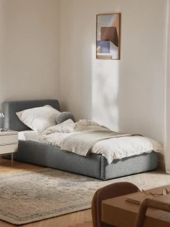Letto singolo in bouclé con contenitore Cloud