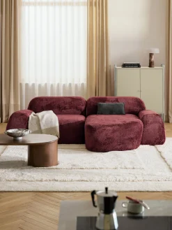 Modulo angolare chaise longue in teddy bouclé Wolke