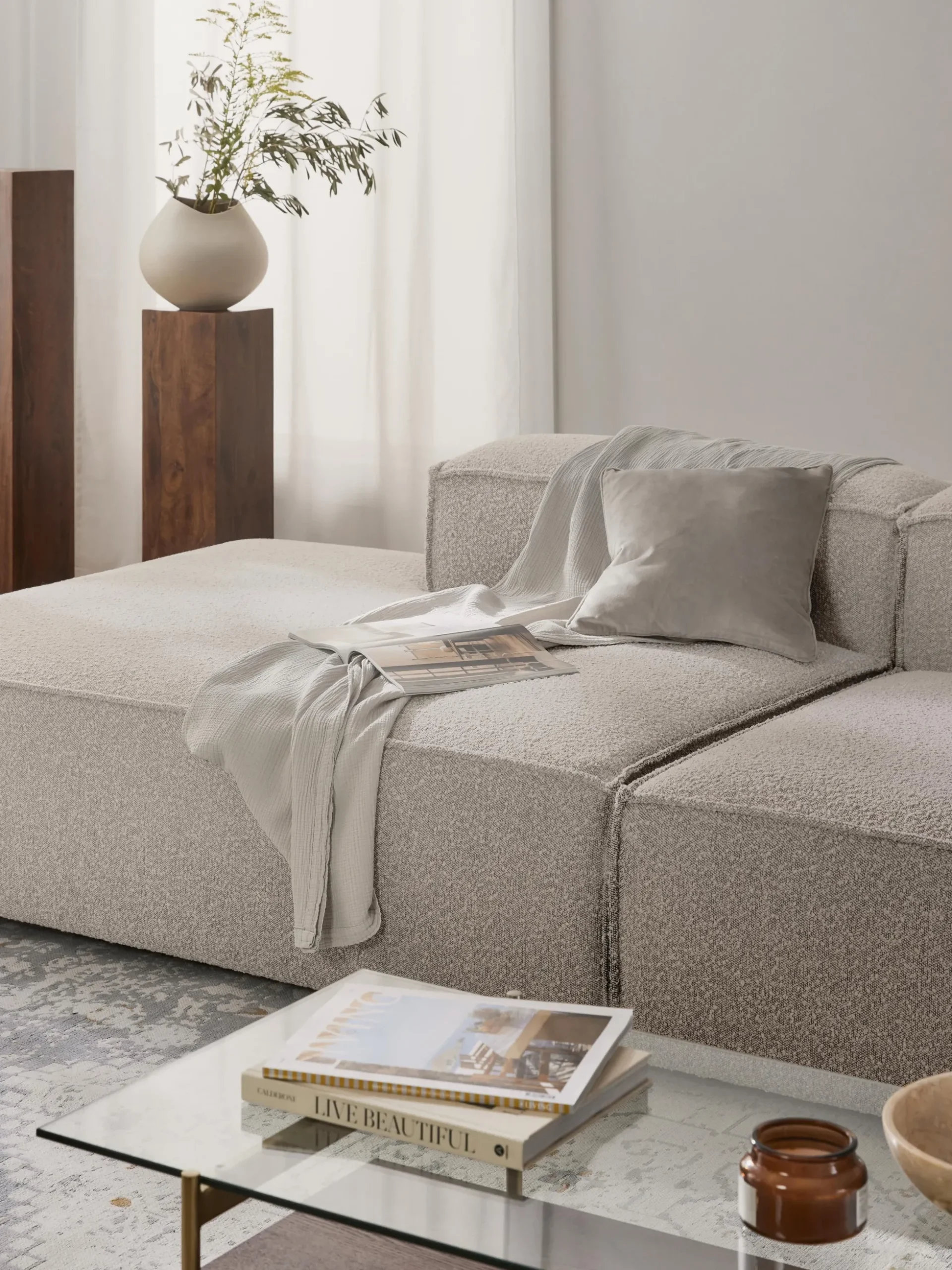 Modulo chaise loungue in bouclé Lennon