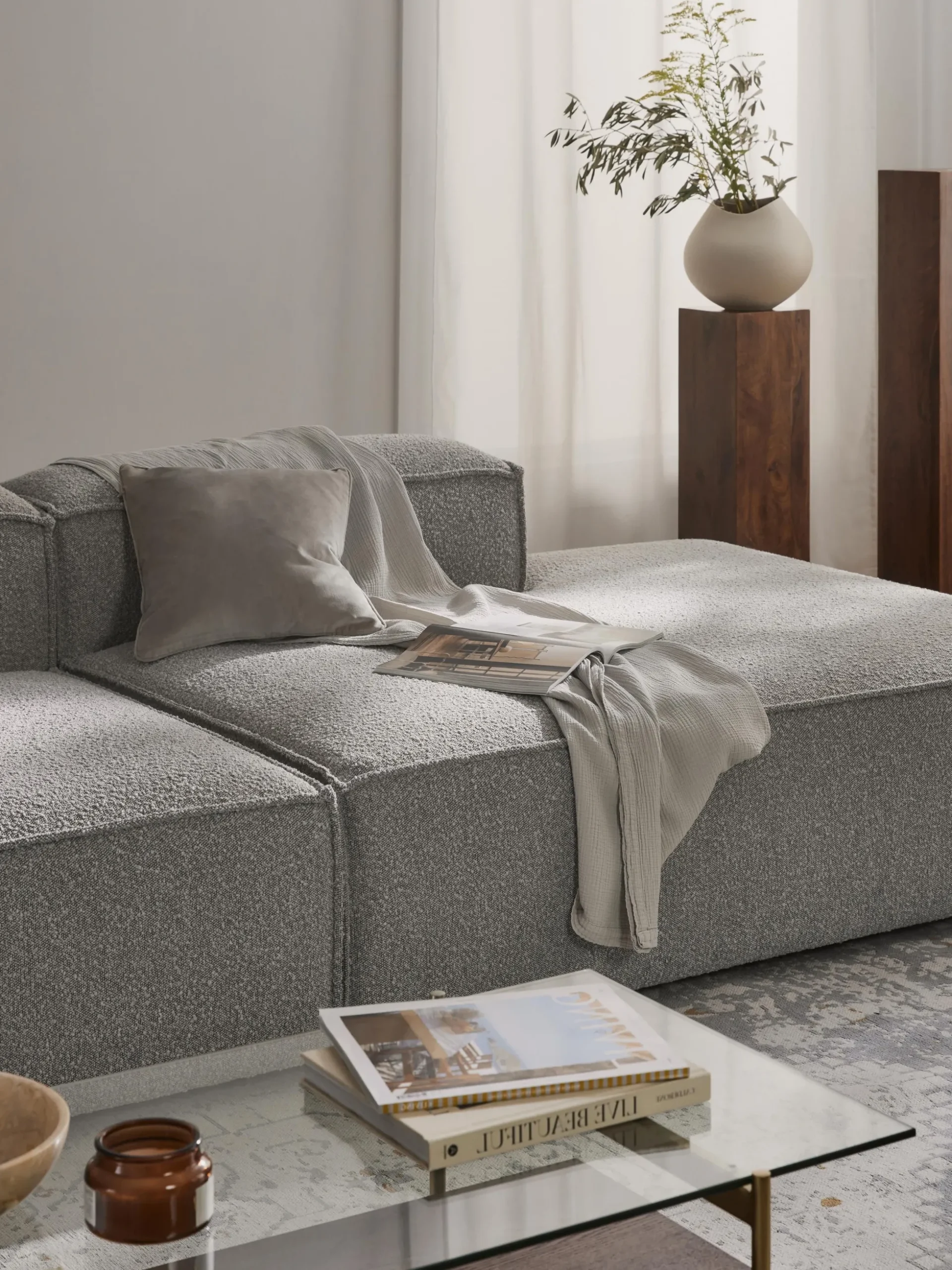 Modulo chaise lounge in bouclé Lennon