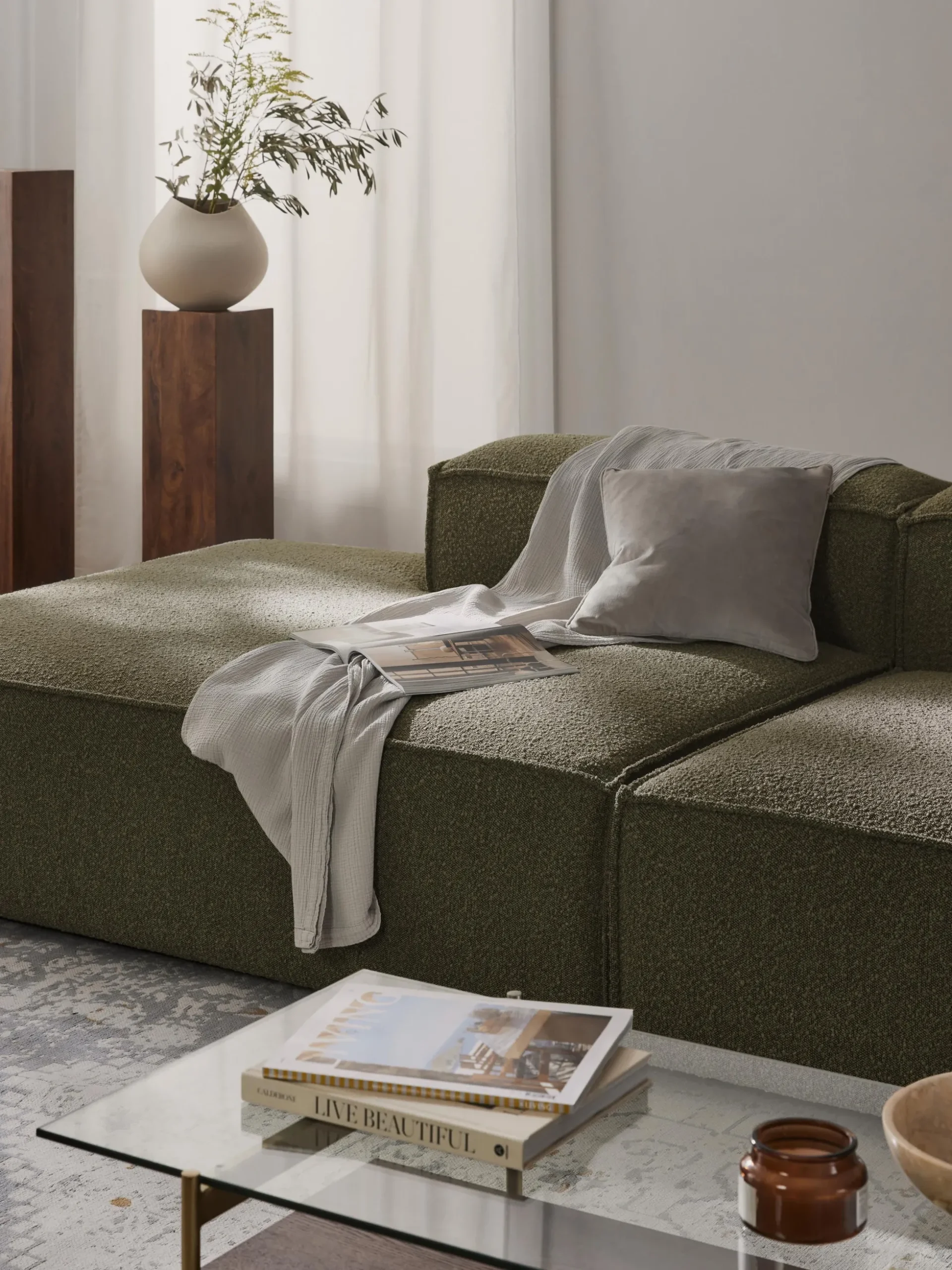 Modulo chaise loungue in bouclé Lennon