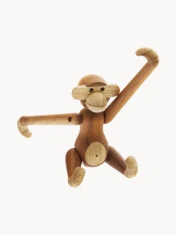Oggetto decorativo di design in legno di teak Monkey, alt. 10 cm