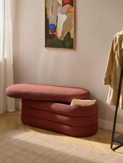 Panca imbottita in bouclé con vano contenitore Alto