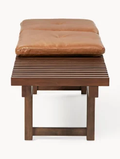 Panca in legno di frassino con cuscino in pelle Sora