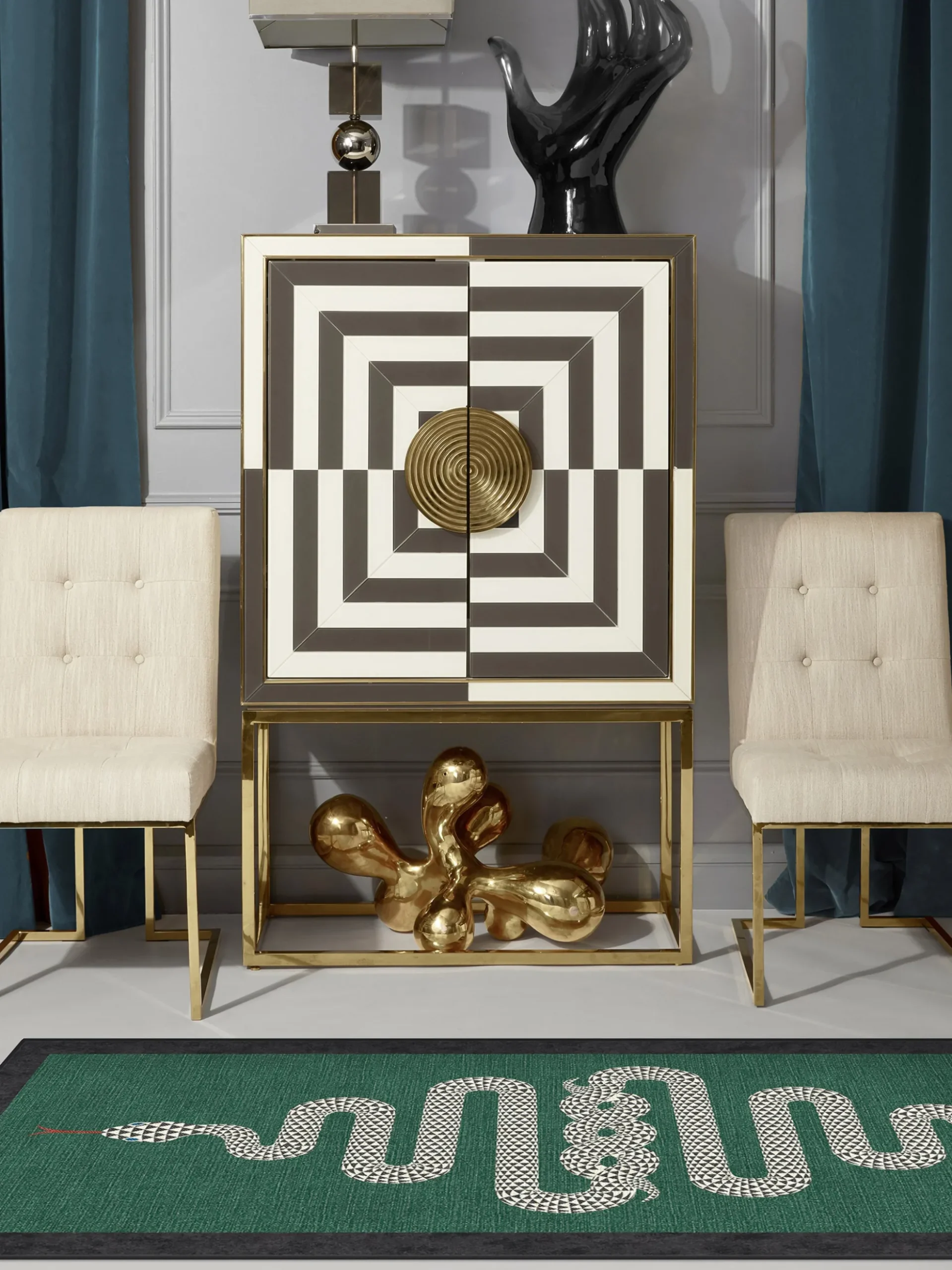 Passatoia a pelo corto lavabile Venom by Jonathan Adler