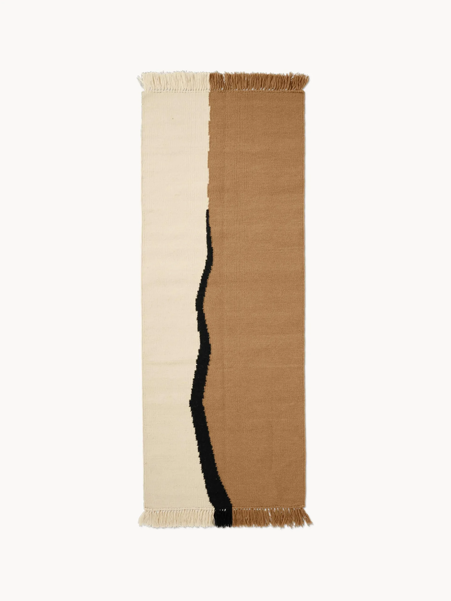 Passatoia kilim in lana tessuta a mano con frange Soil