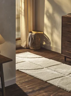 Passatoia soffice a pelo lungo con motivo in rilievo Jade