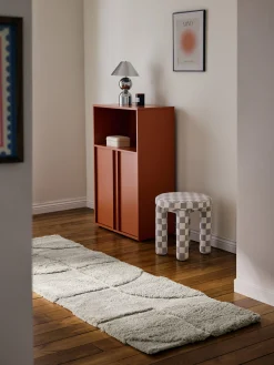 Passatoia soffice a pelo lungo con motivo in rilievo Jade