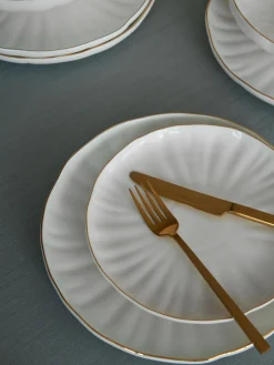 Piatti colazione in porcellana con rilievo Sali 2 pz