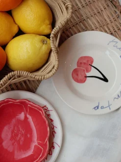 Piatto da dessert dipinto a mano Cherry