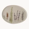 Piatto da portata fatto a mano con motivo erba Bea