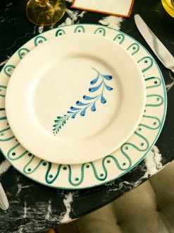 Piatto da colazione dipinto a mano Indigo Flora