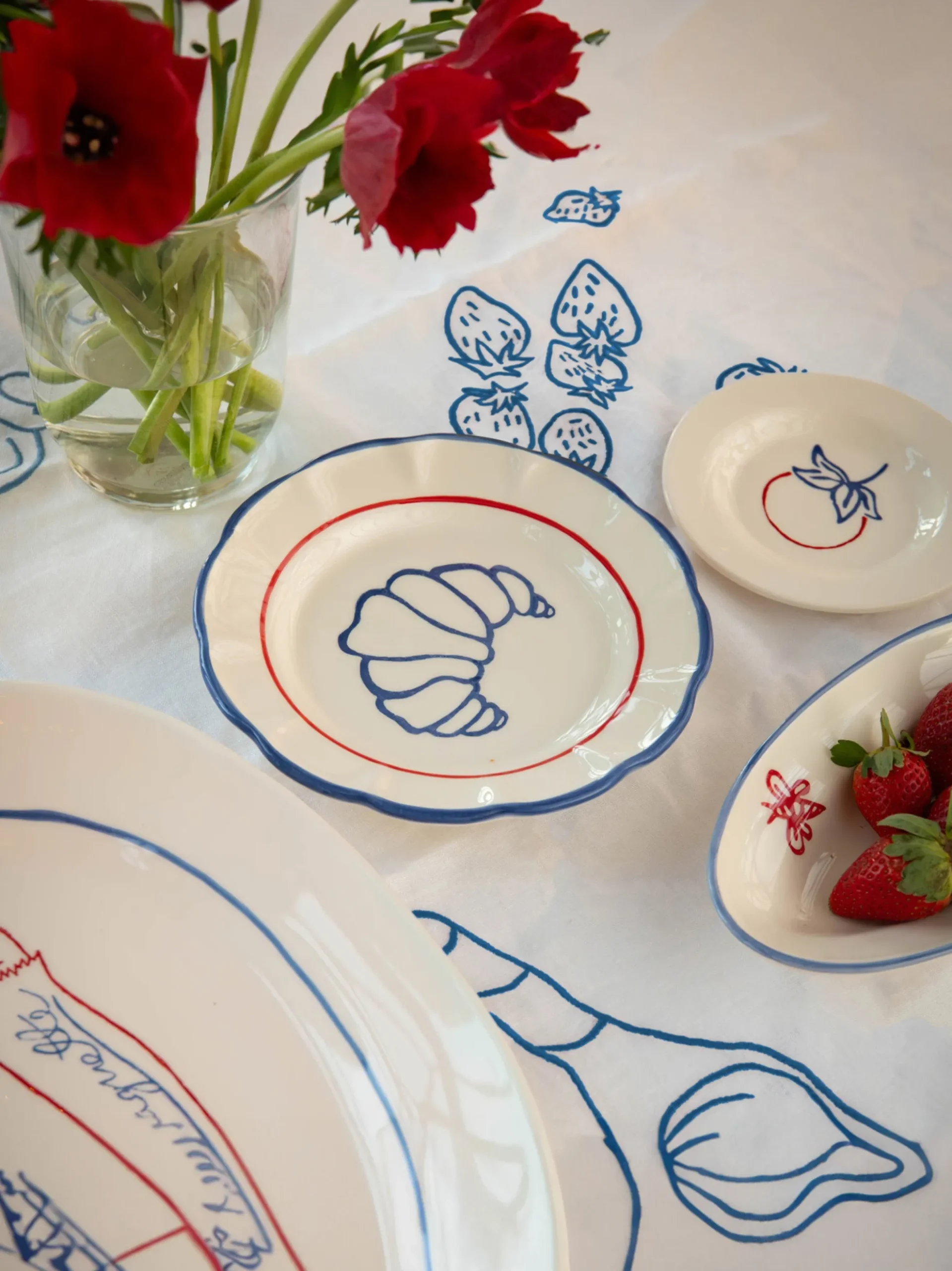 Piatto da dessert dipinto a mano Picnic