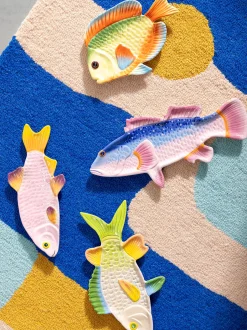 Piatto da portata in dolomite dipinto a mano Fish