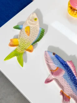 Piatto da portata in dolomite dipinto a mano Fish