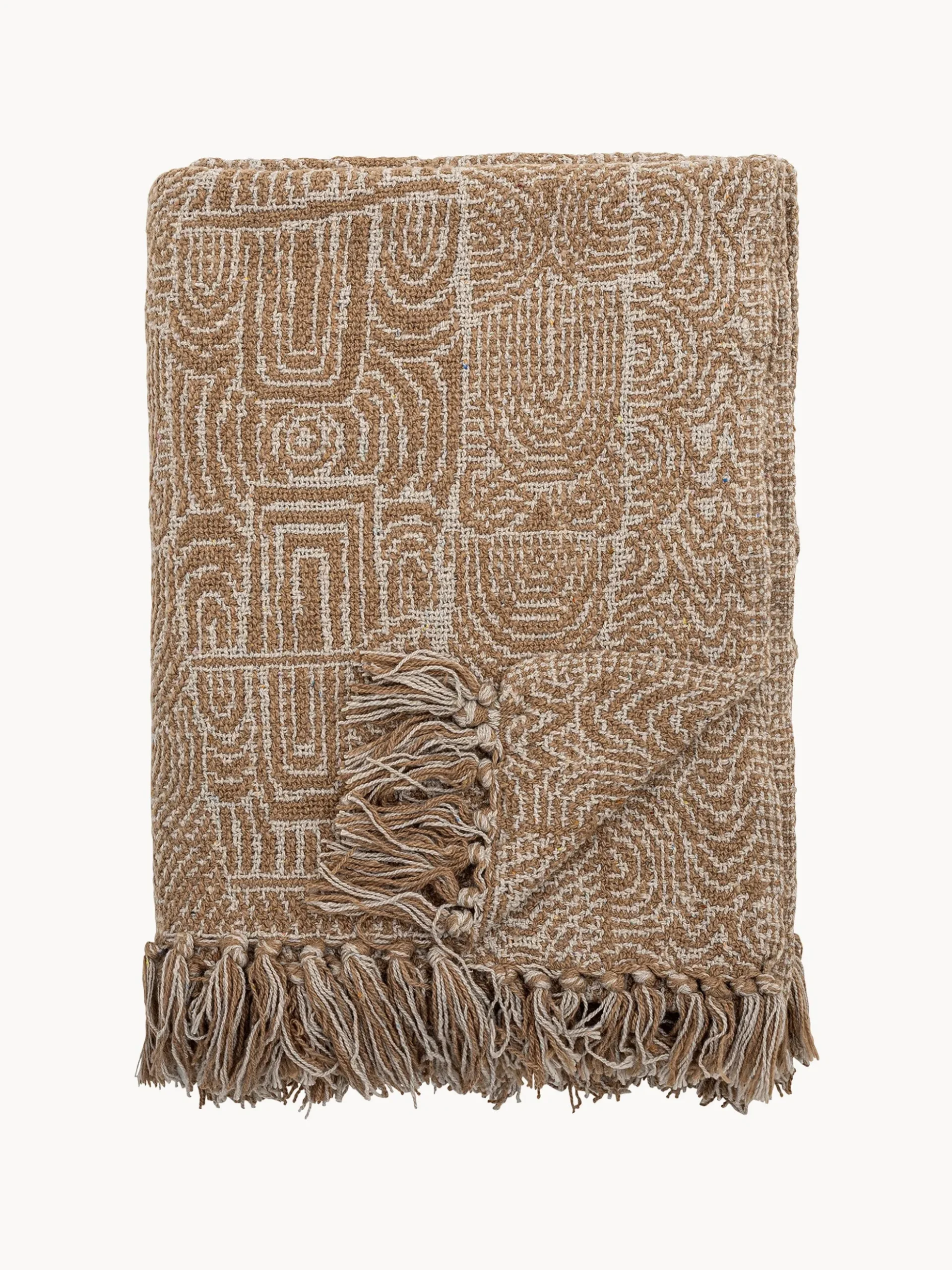 Plaid intrecciato a mano con frange Bresso
