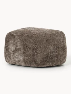 Poggiapiedi ovale in teddy bouclé Wolke