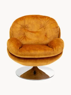 Poltrona girevole in velluto Cosy