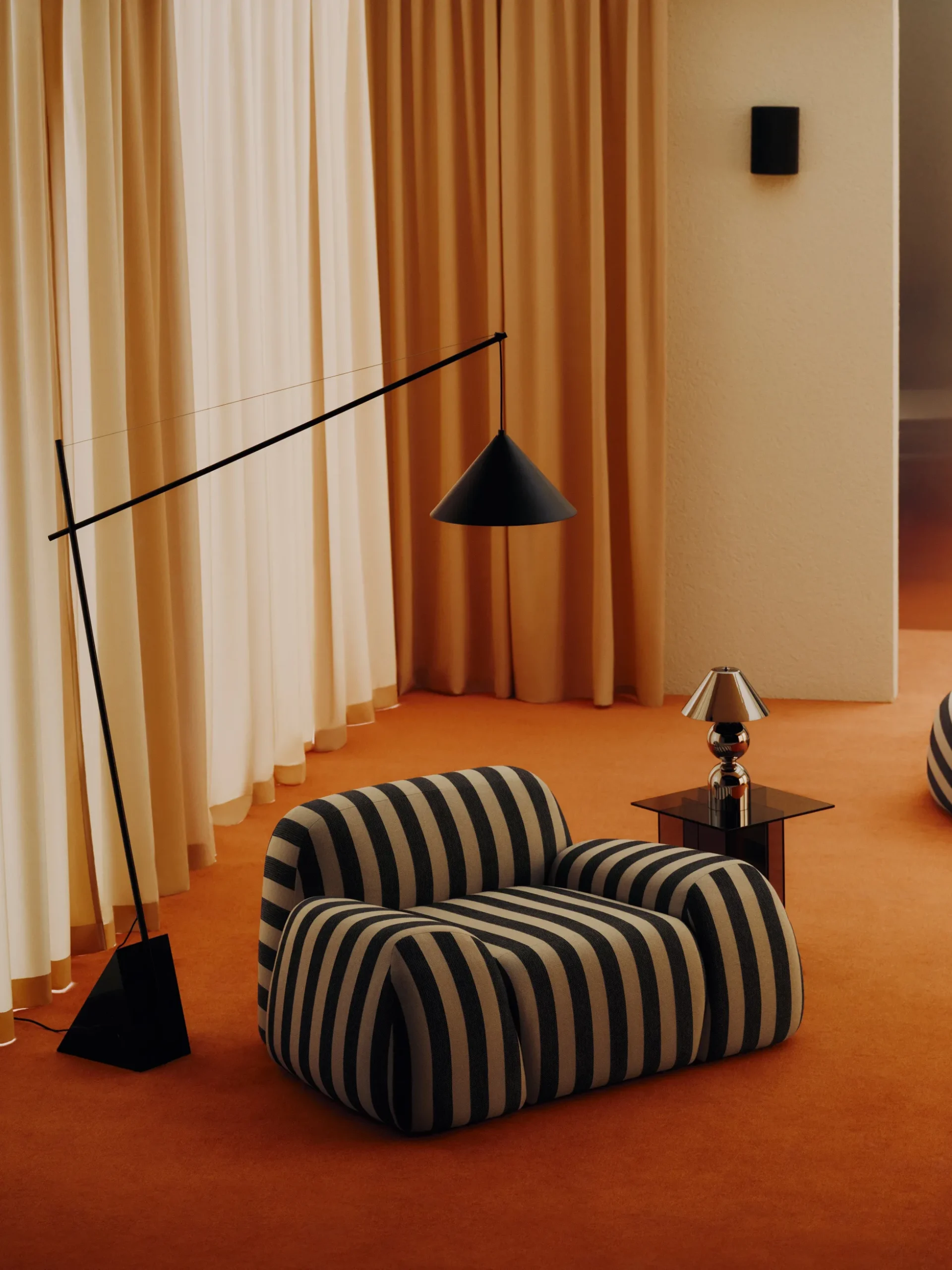 Poltrona lounge a righe Wolke