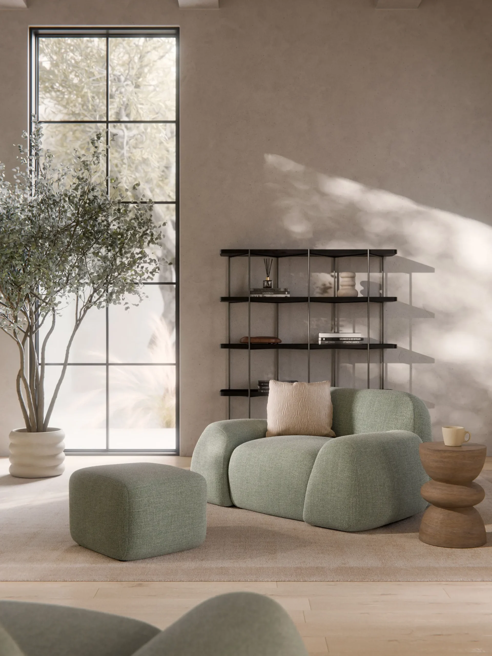 Poltrona lounge in bouclé Wolke