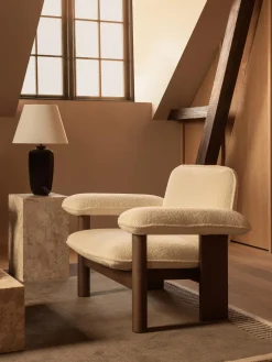 Poltrona lounge in lana e legno di quercia Brasilia