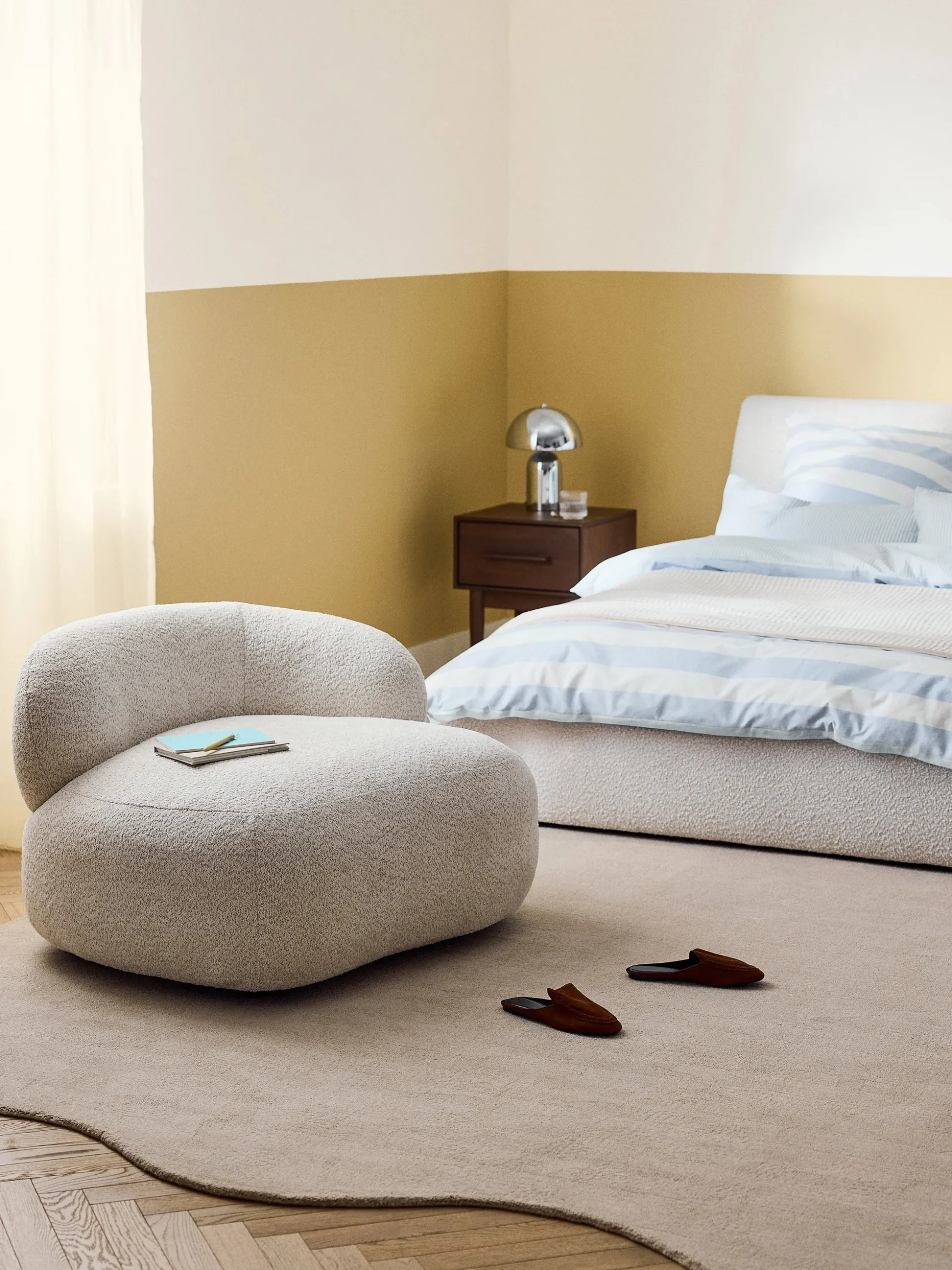 Poltrona lounge in teddy bouclé Alba