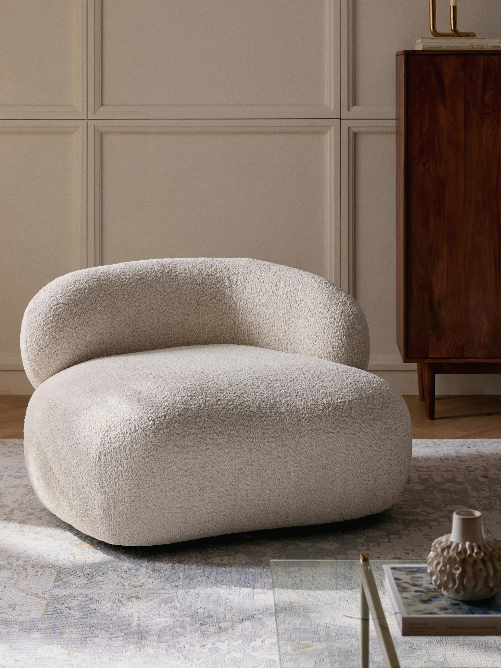 Poltrona lounge in teddy bouclé Alba