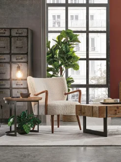 Poltrona lounge in teddy con braccioli Moritz