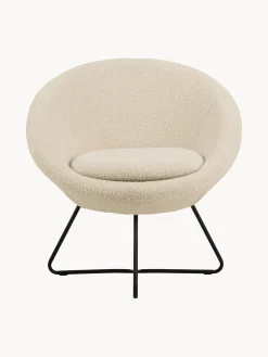Poltrona lounge in teddy con gambe in metallo Center