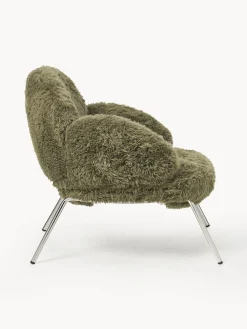 Poltrona lounge soffice con piedini in metallo Luan