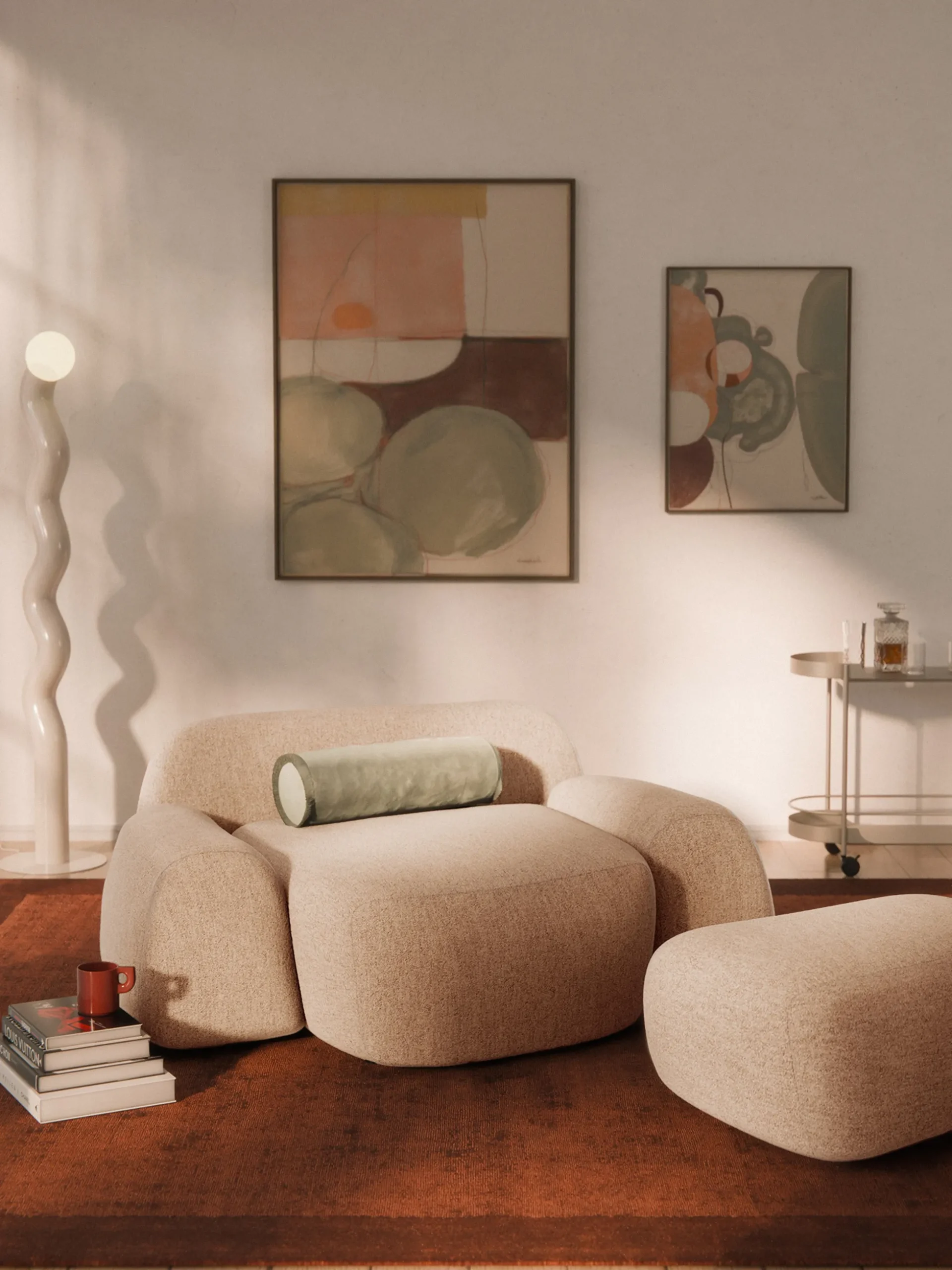Poltrona lounge XL in bouclé Wolke