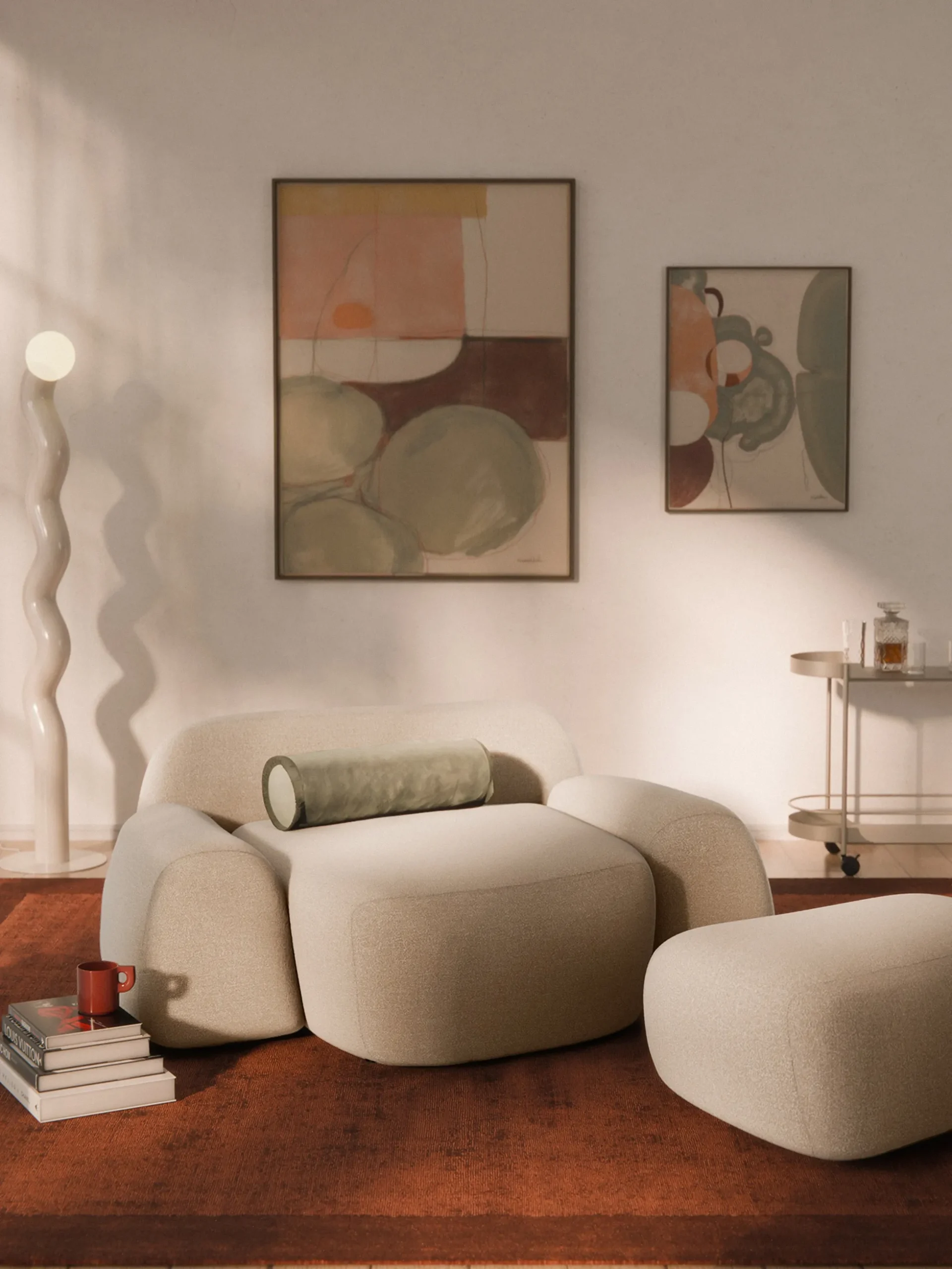 Poltrona lounge XL in bouclé Wolke