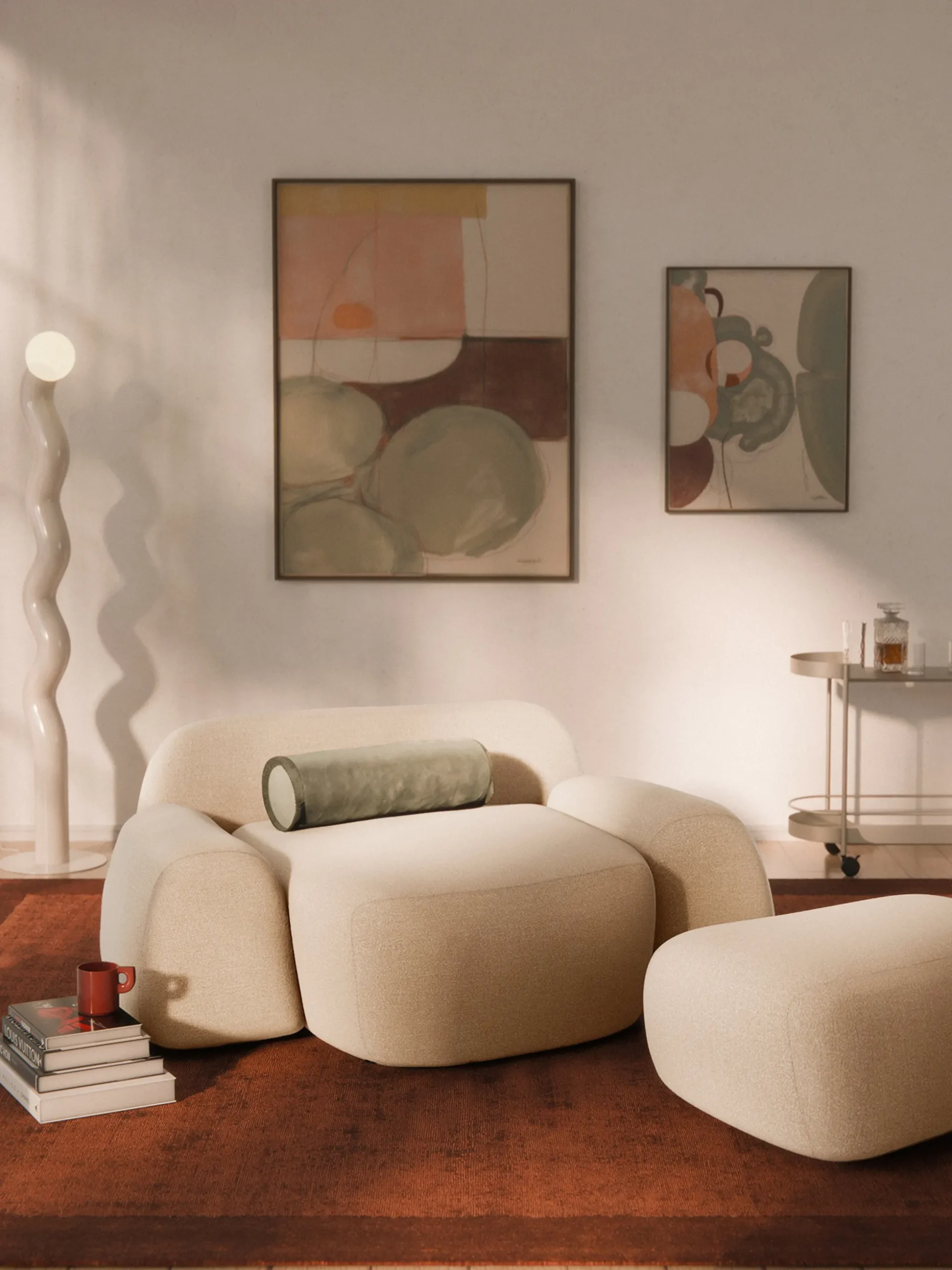 Poltrona lounge XL in bouclé Wolke