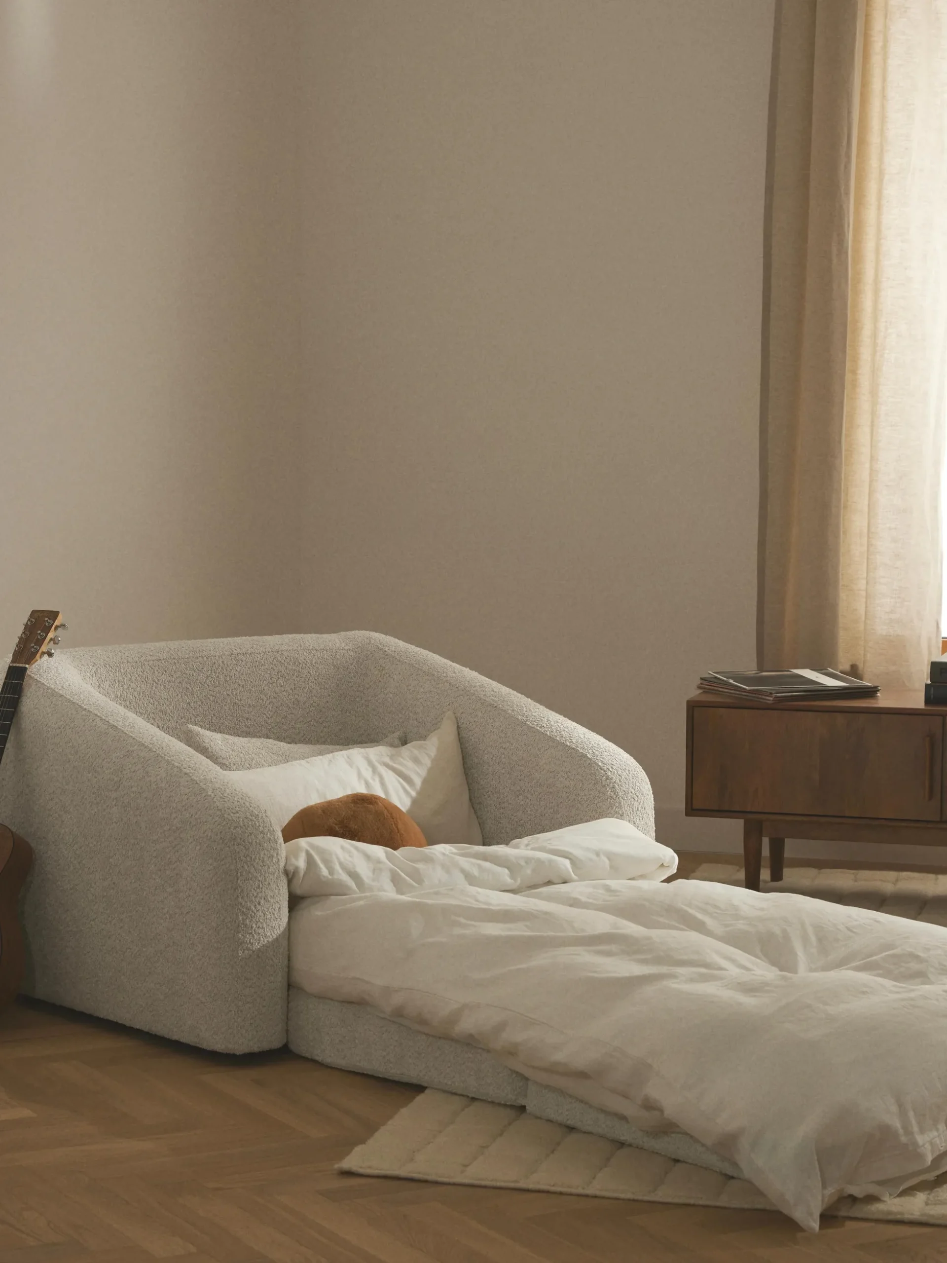 Poltrona letto in teddy-bouclé Eliot