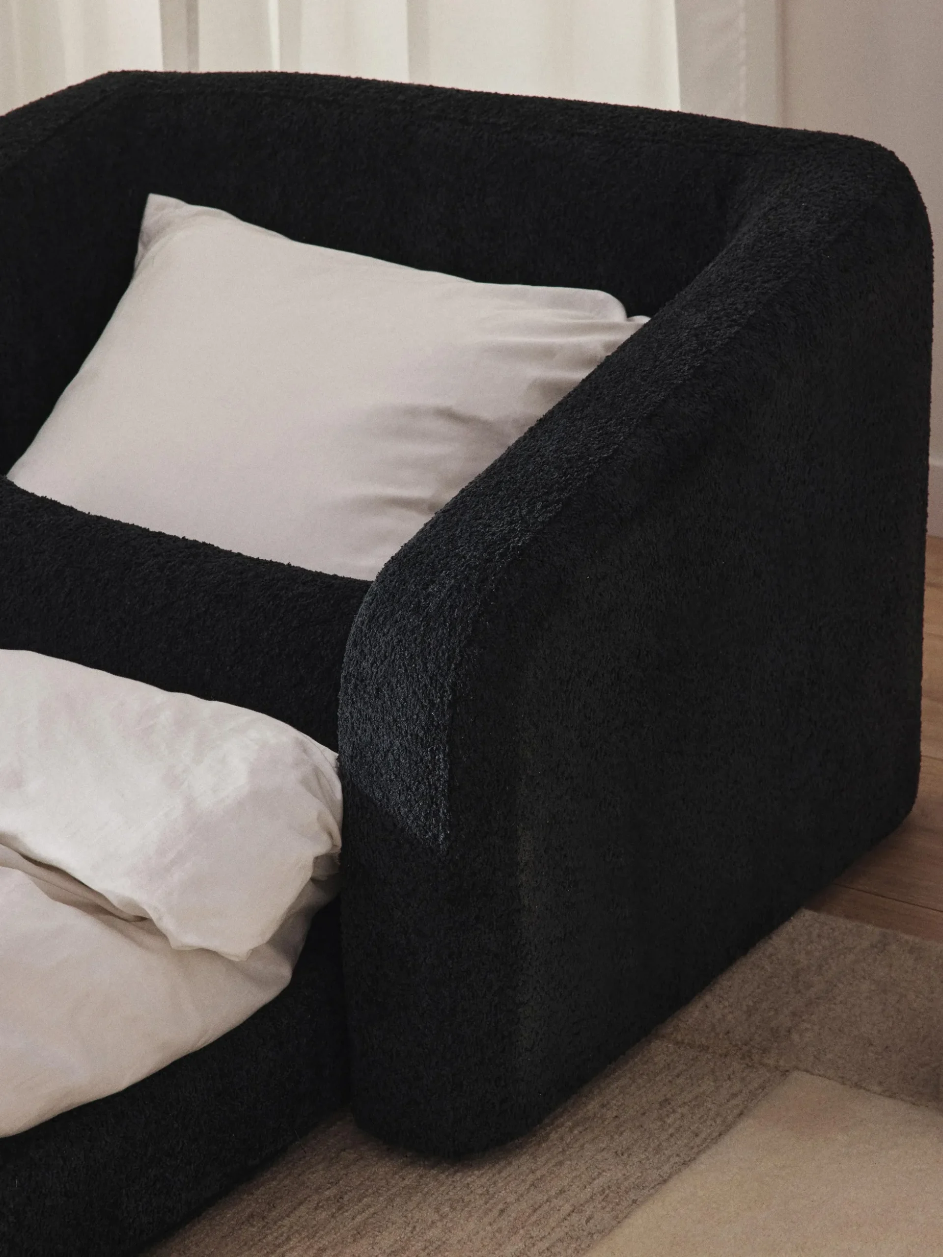 Poltrona letto in teddy-bouclé Eliot