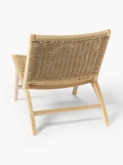 Poltrona lounge con intreccio in rattan in legno di frassino Ira