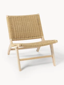 Poltrona lounge con intreccio in rattan in legno di frassino Ira