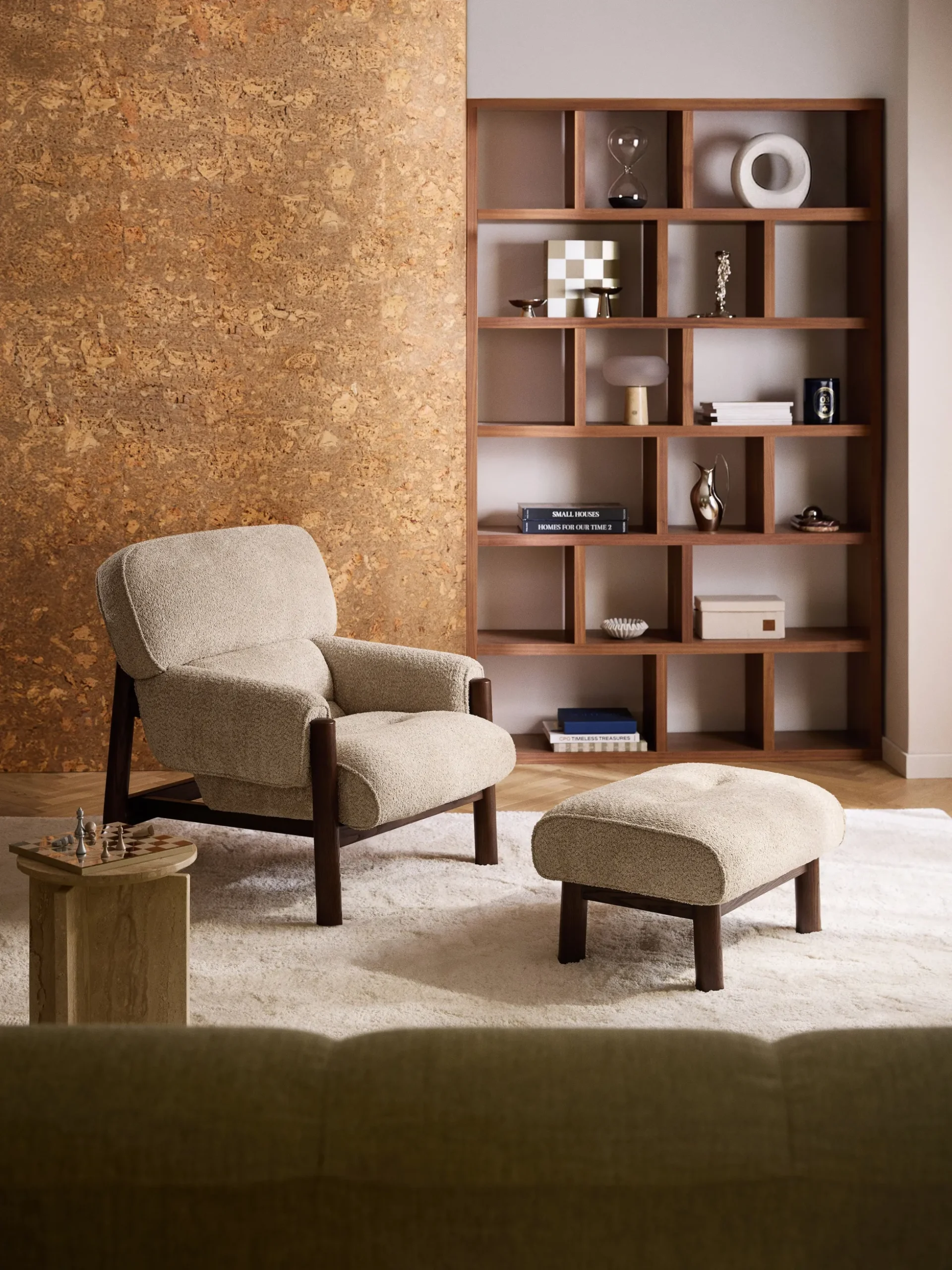 Poltrona lounge in teddy bouclé Calum