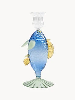 Portacandela fatto a mano in vetro borosilicato Fish