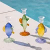 Portacandela fatto a mano in vetro borosilicato Fish