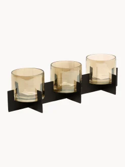 Portacandele in ottone Trio Noir