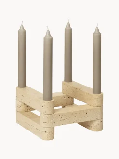 Portacandele modulare in travertino Newel
