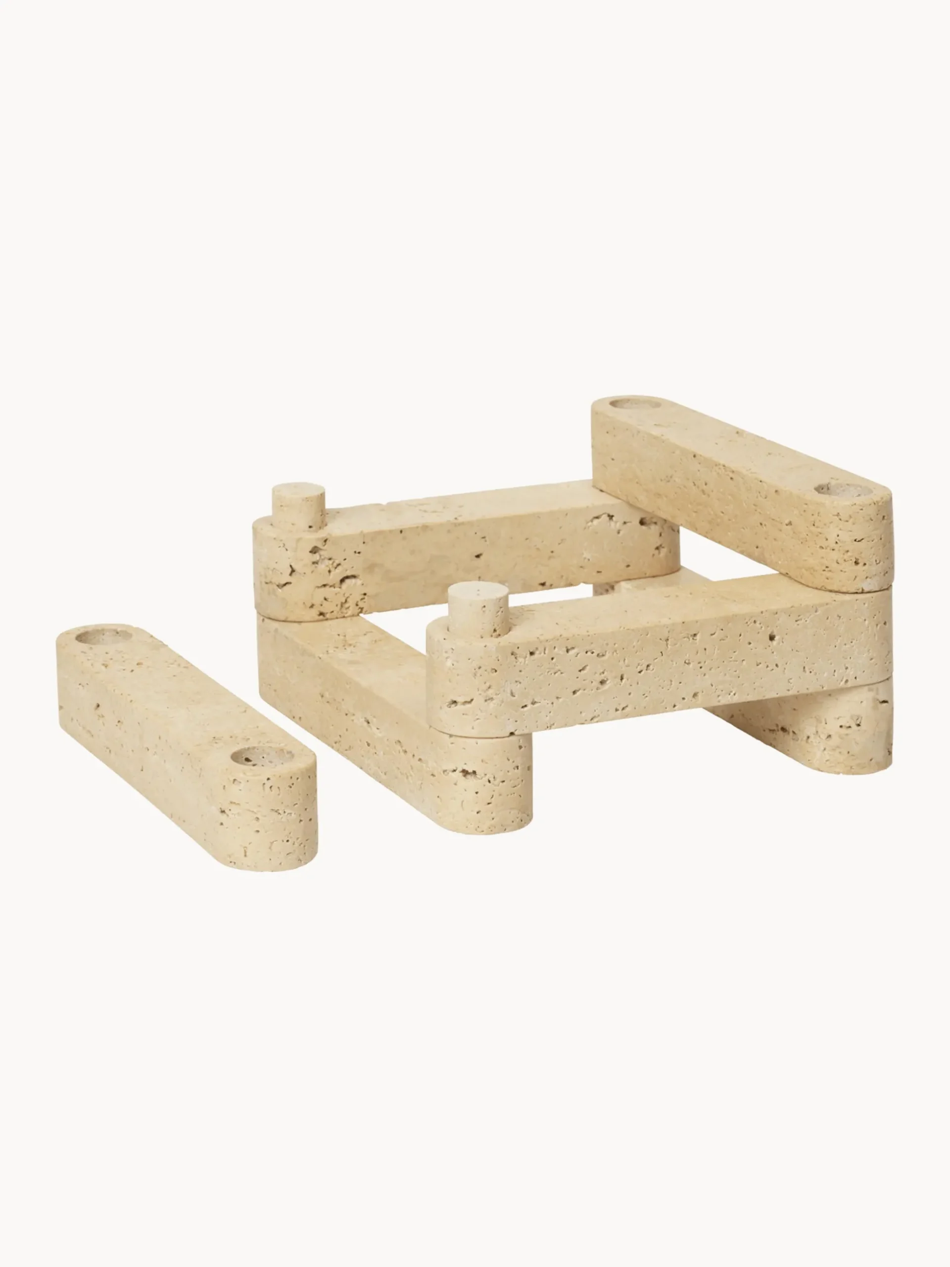 Portacandele modulare in travertino Newel