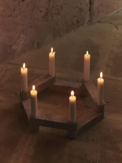 Portacandele modulare in travertino Newel